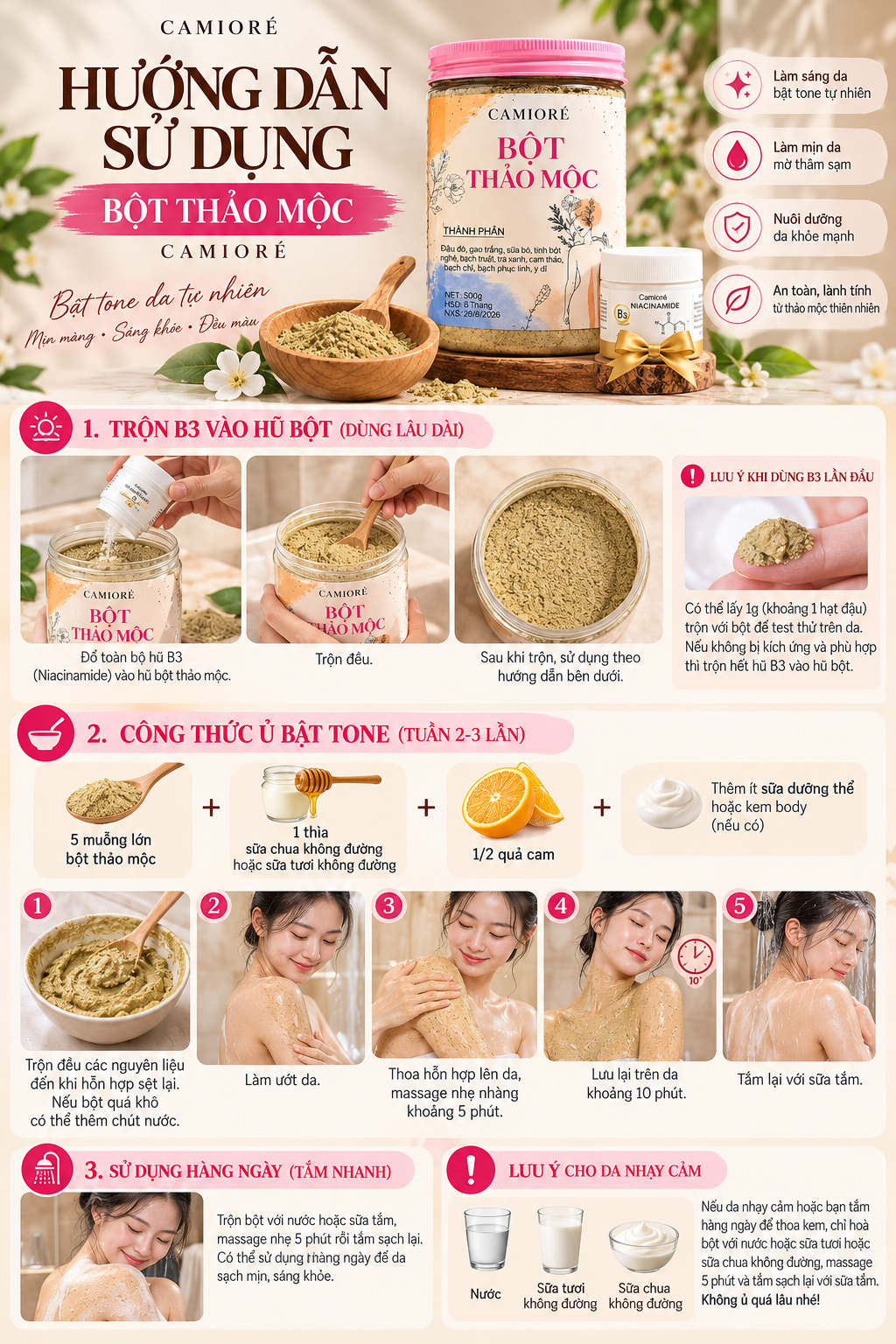 Hướng dẫn sử dụng Bột Thảo Mộc